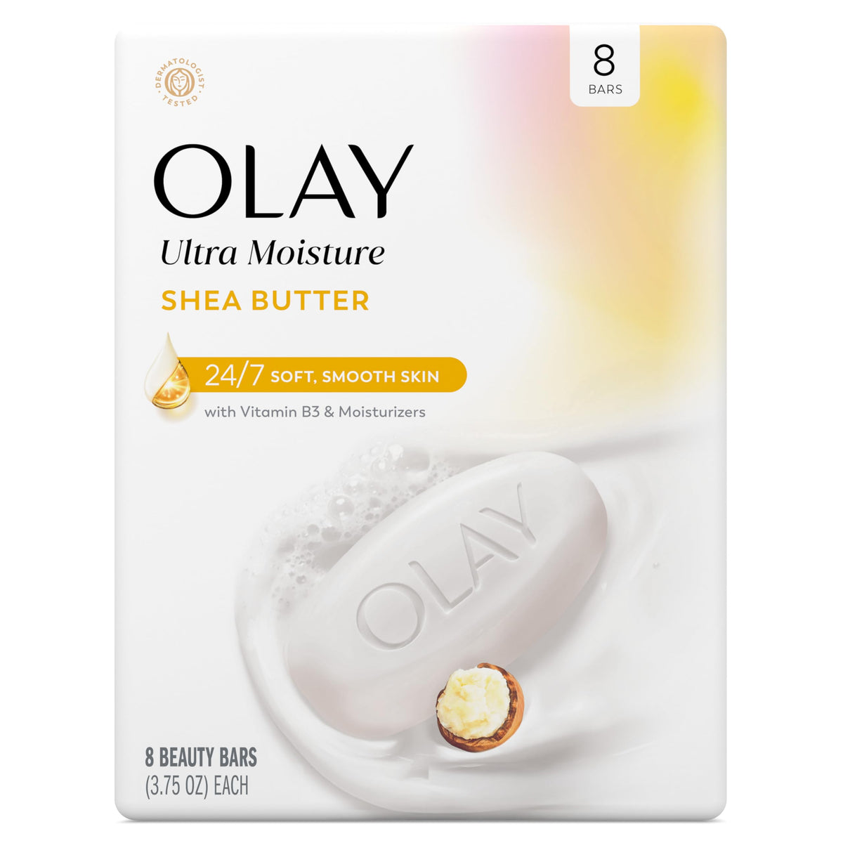 Olay bar front packaging showing product and benefits up close