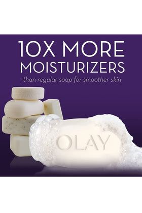 Olay beauty bar on shower shelf in bathroom showing daily hydration
