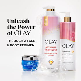 Olay bottle in a bathroom setting showing a pampering shower experience