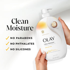 Olay on a bathroom shelf in lifestyle scene suggesting daily routine convenience