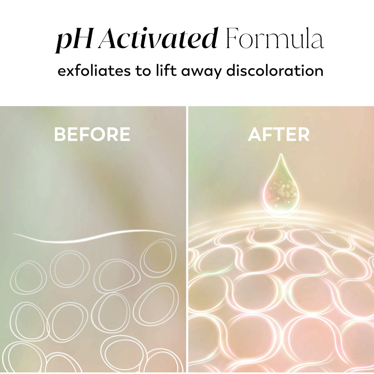 Olay before-and-after skin tone visual showing reduced discoloration benefit