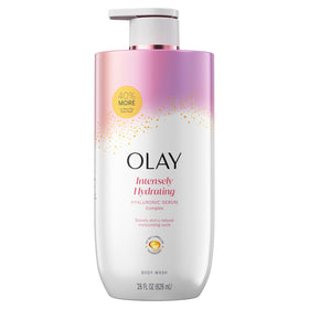 Olay before and after skin view showing smoother, more hydrated skin appearance after use