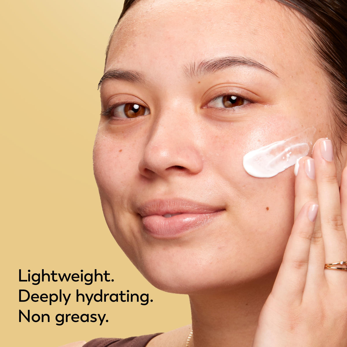 Olay before and after texture swipe illustrating improved smoothness benefit