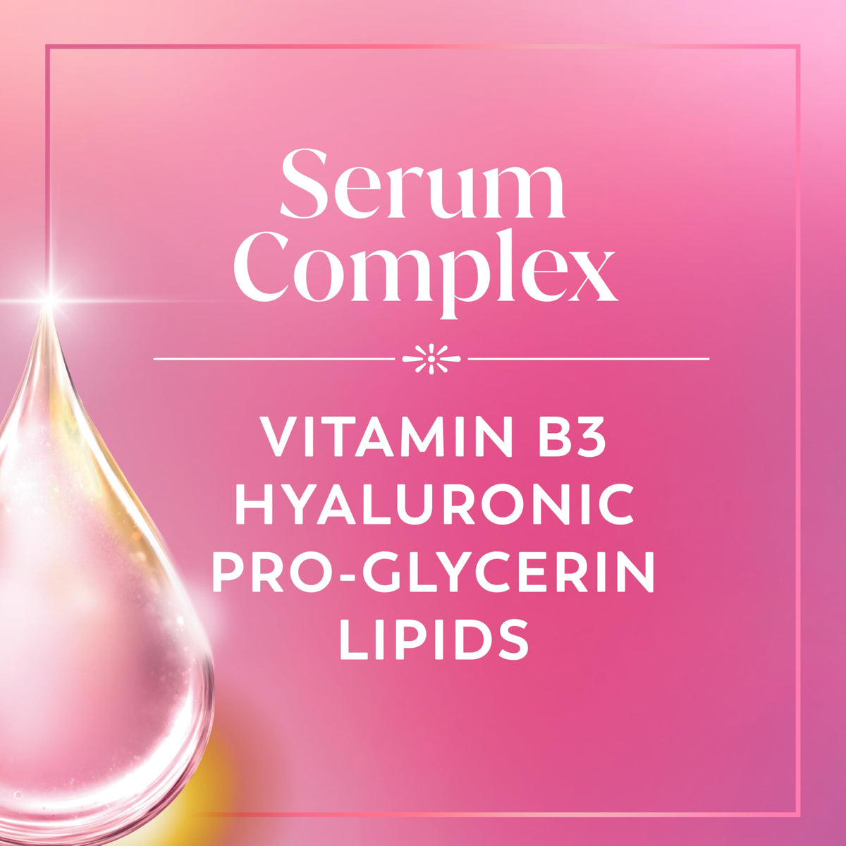 Olay product label highlighting actives like hyaluronic acid and niacinamide