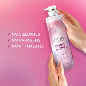 Olay in-shower lifestyle shot demonstrating hydration during use