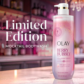 Olay bottle beside everyday items showing 20 fl oz scale and value