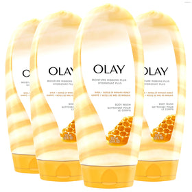 Olay front packaging showing Moisture Ribbons Plus and pack size for long-lasting use