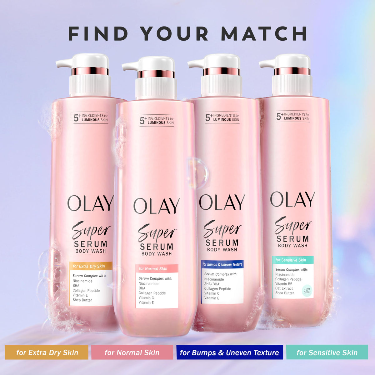 Person using Olay body wash in shower showing easy application and comfort