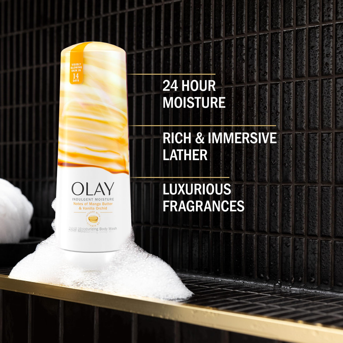 Olay pump close-up highlighting easy dispensing and control