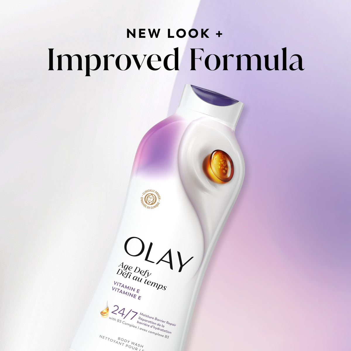 Olay bottle on bathroom shelf styled to show everyday routine convenience