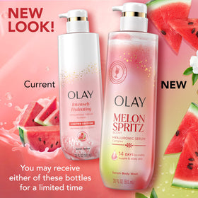 Olay bottle side showing ingredients list supporting informed choice benefit