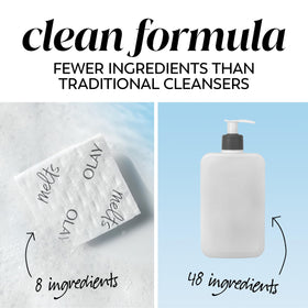 Olay dissolvable pad held in hand to show size and single-use convenience