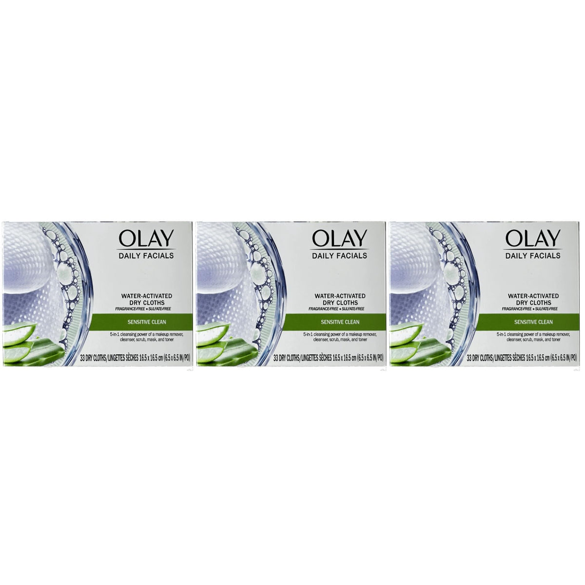 Olay close-up of cloth texture with aloe for gentle exfoliation