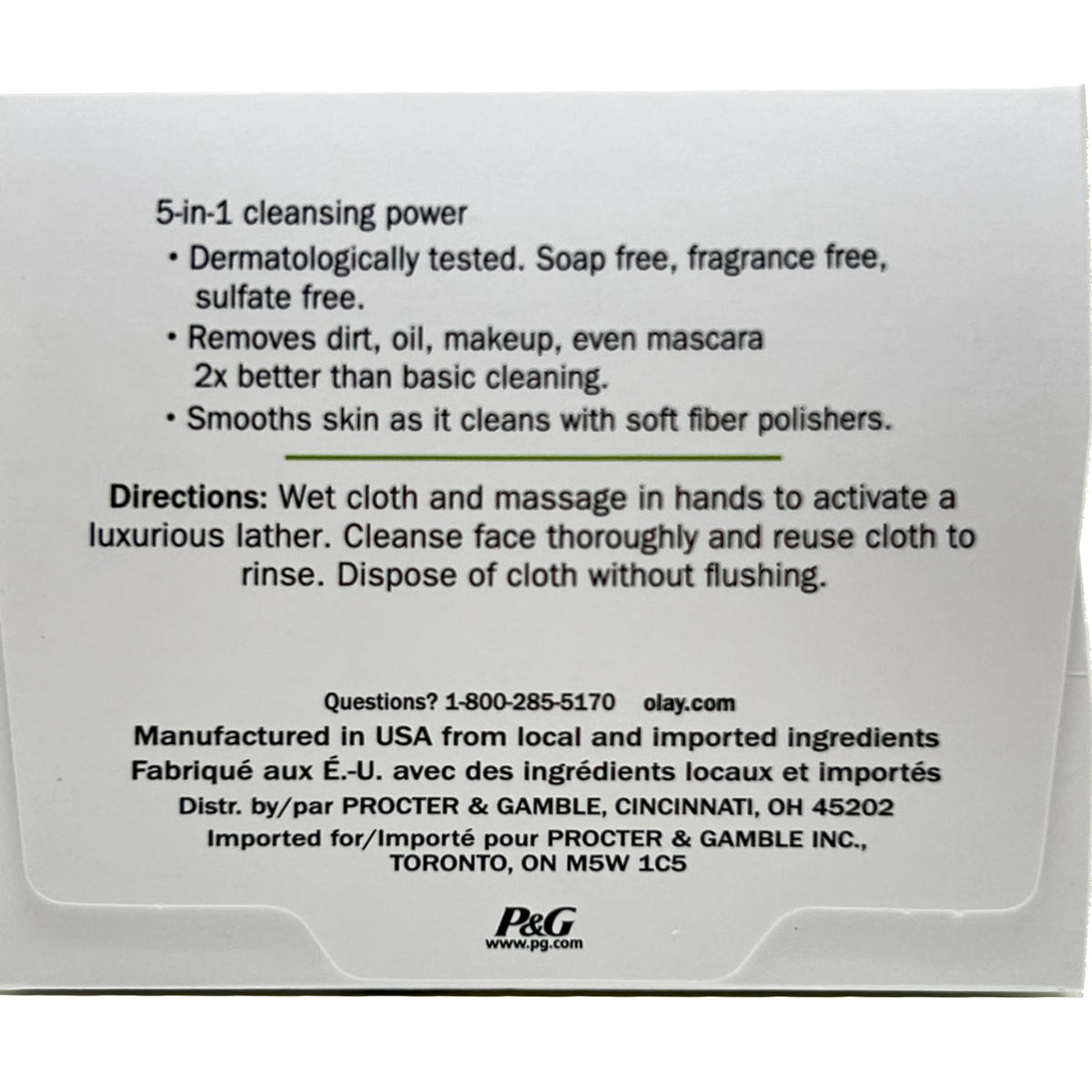 Olay cloth removing makeup showing clean skin after use