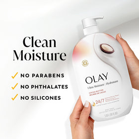 Cocoa butter ingredient visual with Olay emphasizing nourishing lipid support