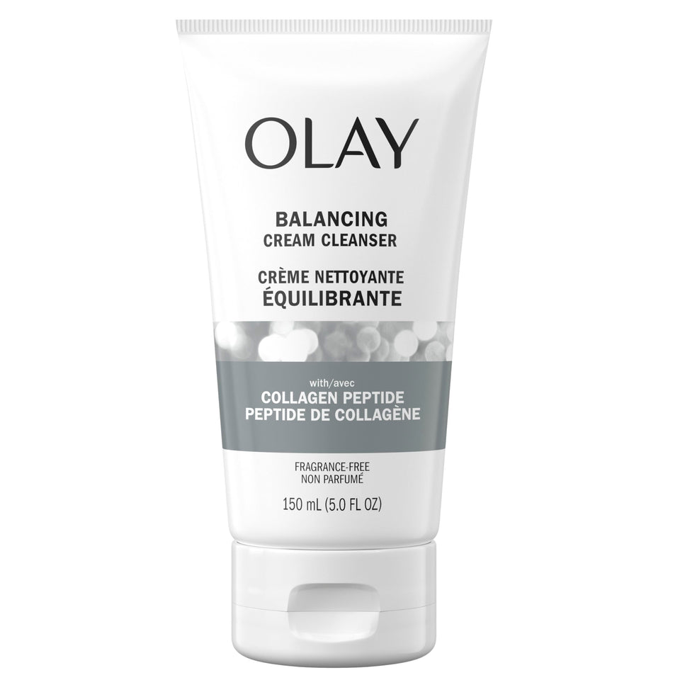 Olay front packaging showing cleanser and clear product benefit