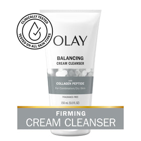 Olay pump dispensing creamy cleanser for easy hygienic application