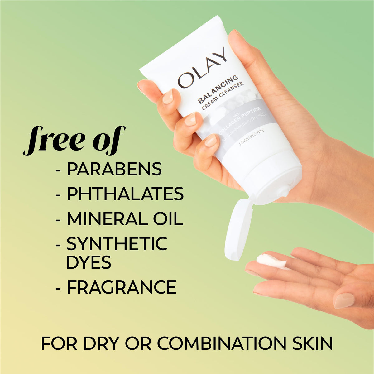 Olay 150 mL bottle next to common items showing compact size
