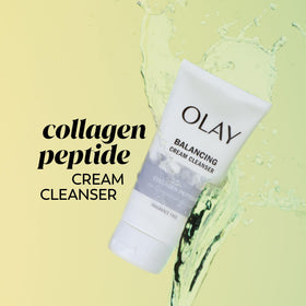 Olay close-up of creamy cleanser texture illustrating gentle exfoliation