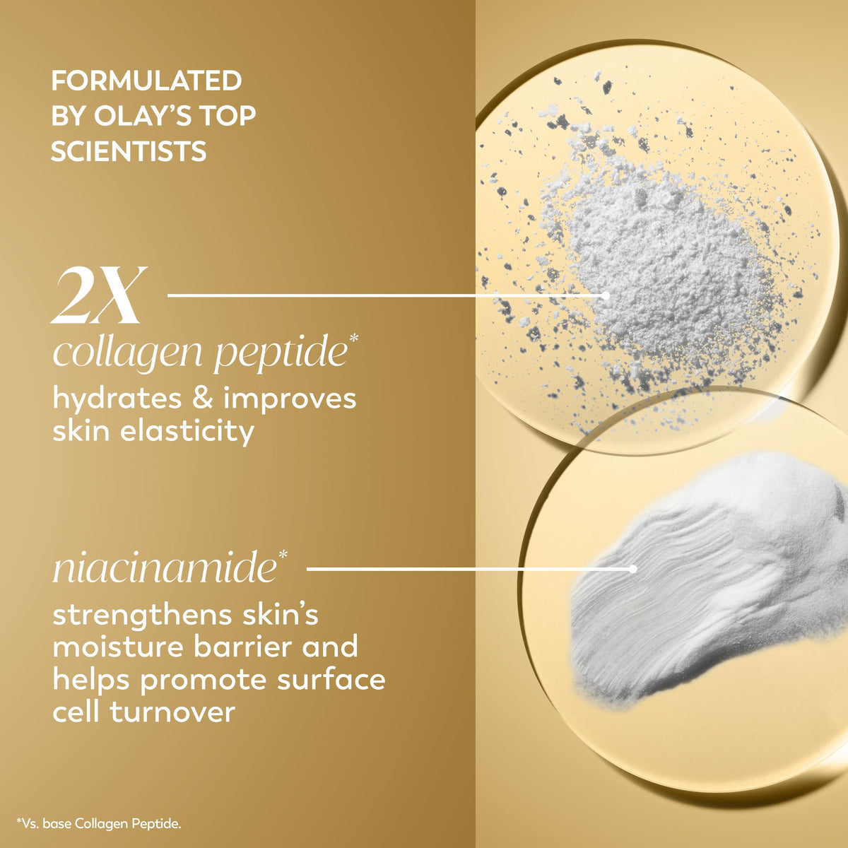 Hand scooping Olay Collagen Peptide MAX to show spreadability and hydration
