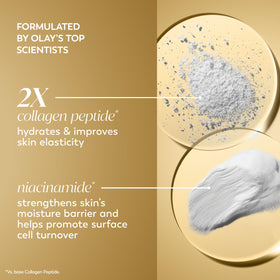 Hand scooping Olay Collagen Peptide MAX to show spreadability and hydration