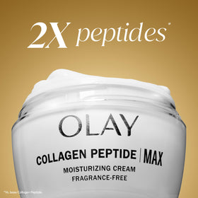 Close label view on Olay jar with clean-formula icons for reassurance