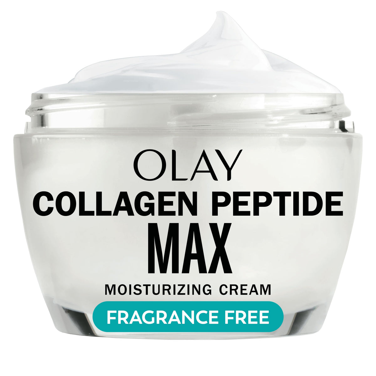 Olay jar front view showing Collagen Peptide MAX moisture and benefits