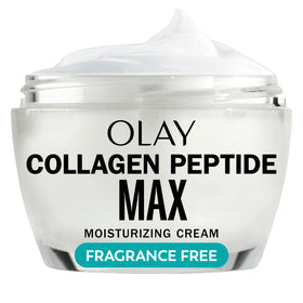 Olay jar front view showing Collagen Peptide MAX moisture and benefits