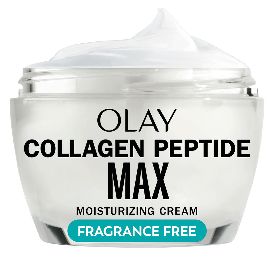 Olay jar front view showing Collagen Peptide MAX moisture and benefits