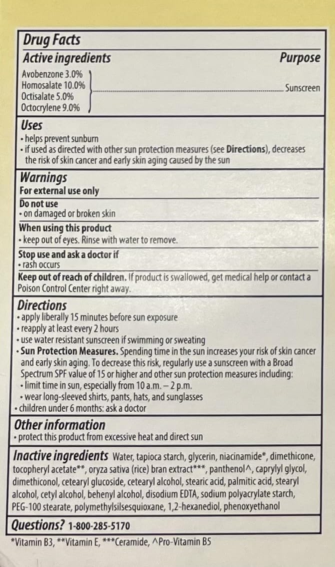 Olay Complete close-up of ingredient label highlighting ceramides and niacinamide benefit