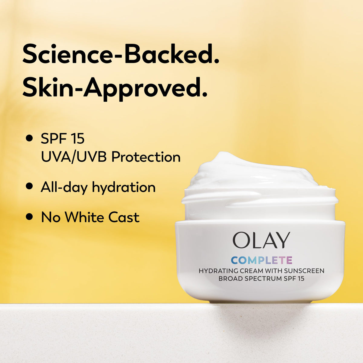 Olay cream being applied to hand for smooth hydration benefit