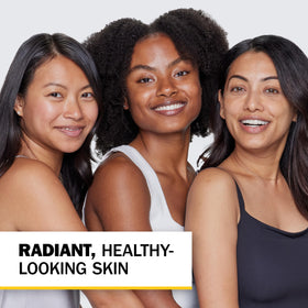 Olay complete+ label close-up showing dermatologist-recommended claim benefit