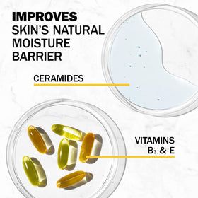 Olay complete+ ingredient callout highlighting niacinamide ceramides benefit