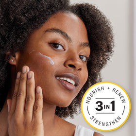 Olay complete+ pump dispensing lotion onto hand for quick application benefit