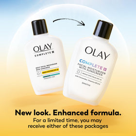 Olay Complete+ texture close-up revealing lightweight, non-greasy finish