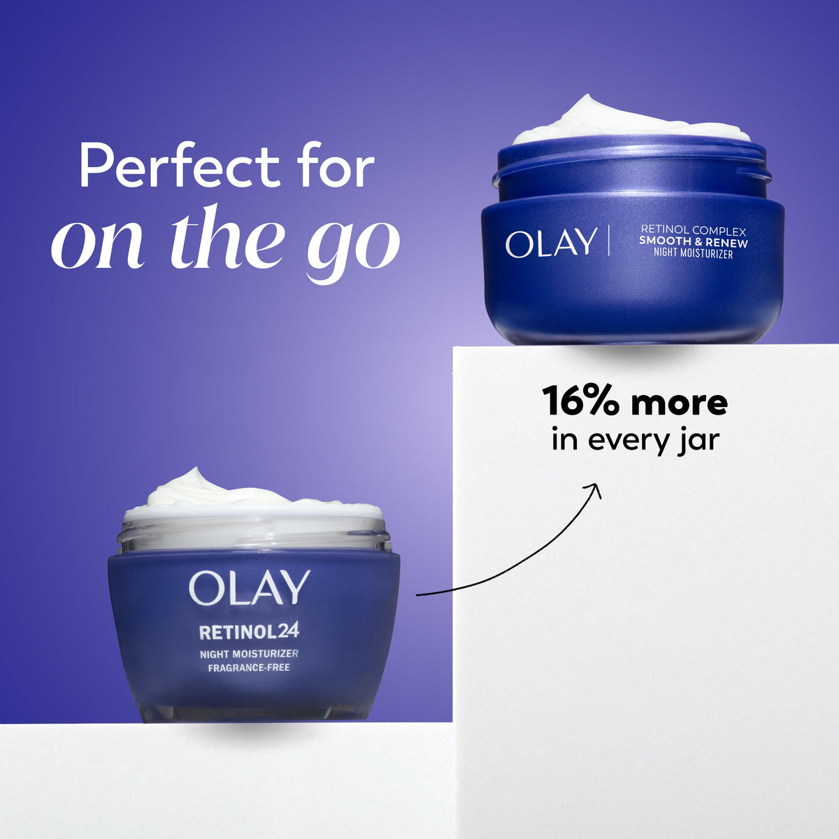 Olay cream on fingers ready to apply showing smooth application benefit