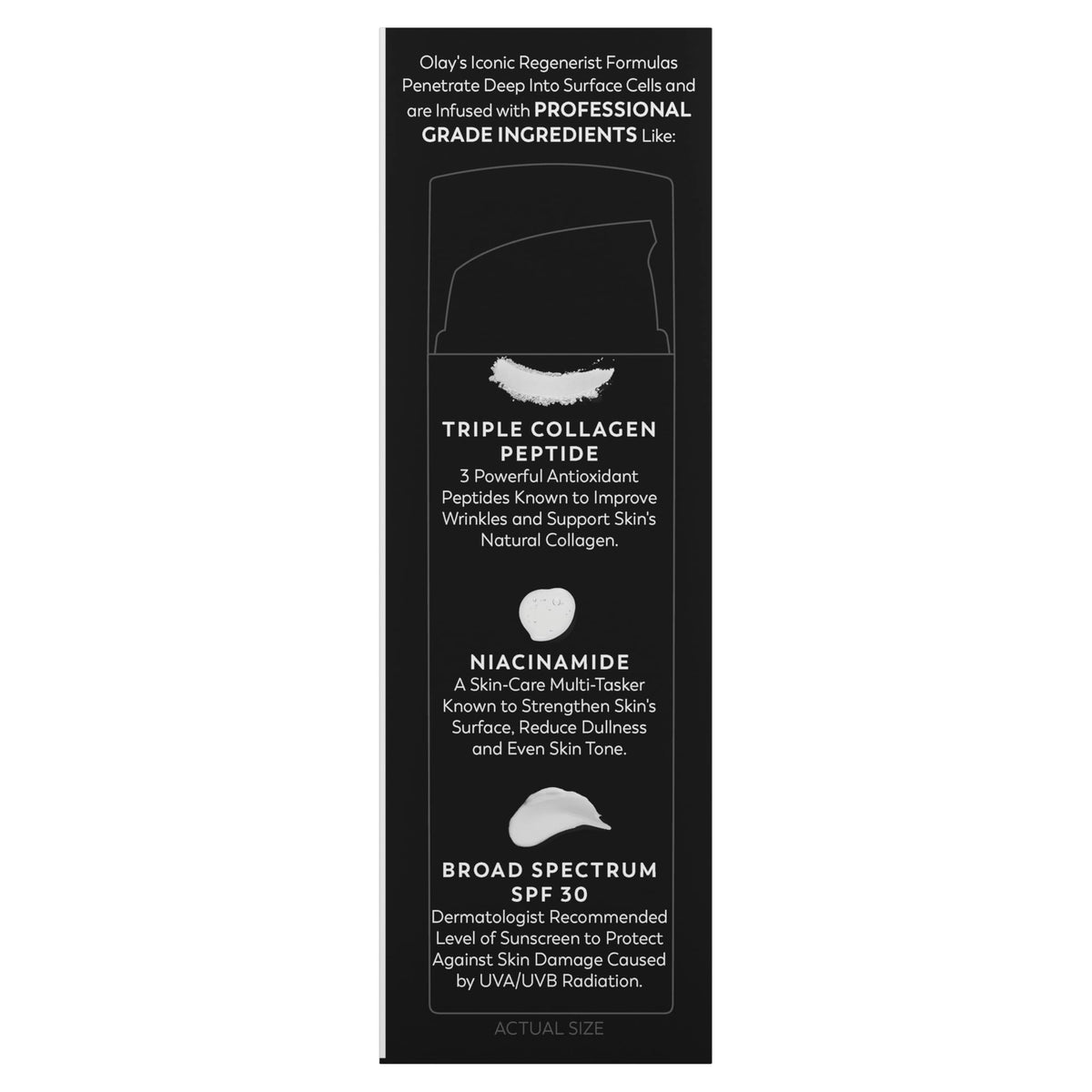 Olay dermatologist-tested badge emphasizing skin-compatibility benefit