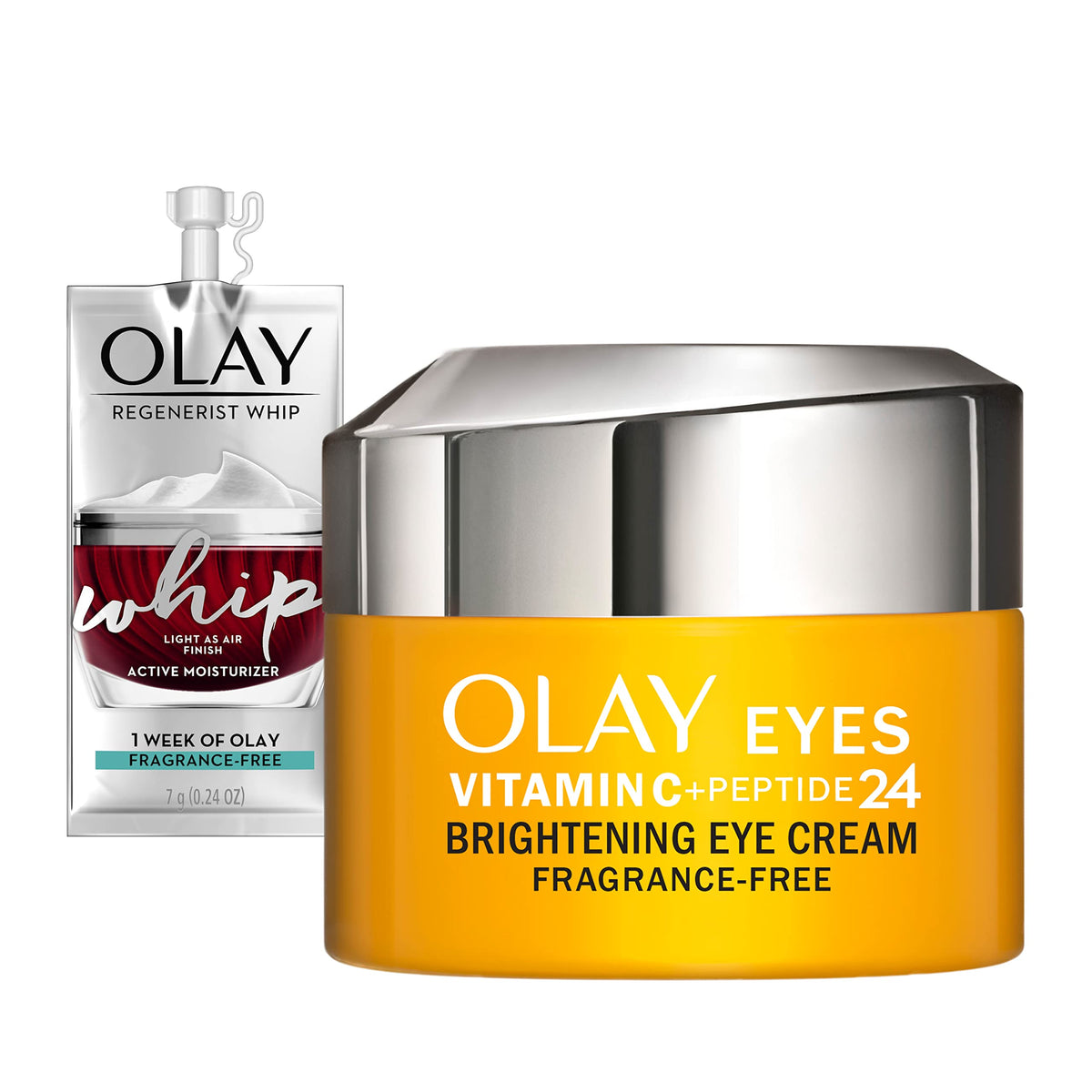 Olay eye cream front packaging showing product and size benefits