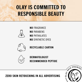 Olay eye cream held in hand for scale highlights travel-friendly benefit