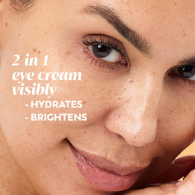 Olay Brightening Eye Cream texture on fingertip for quick absorption