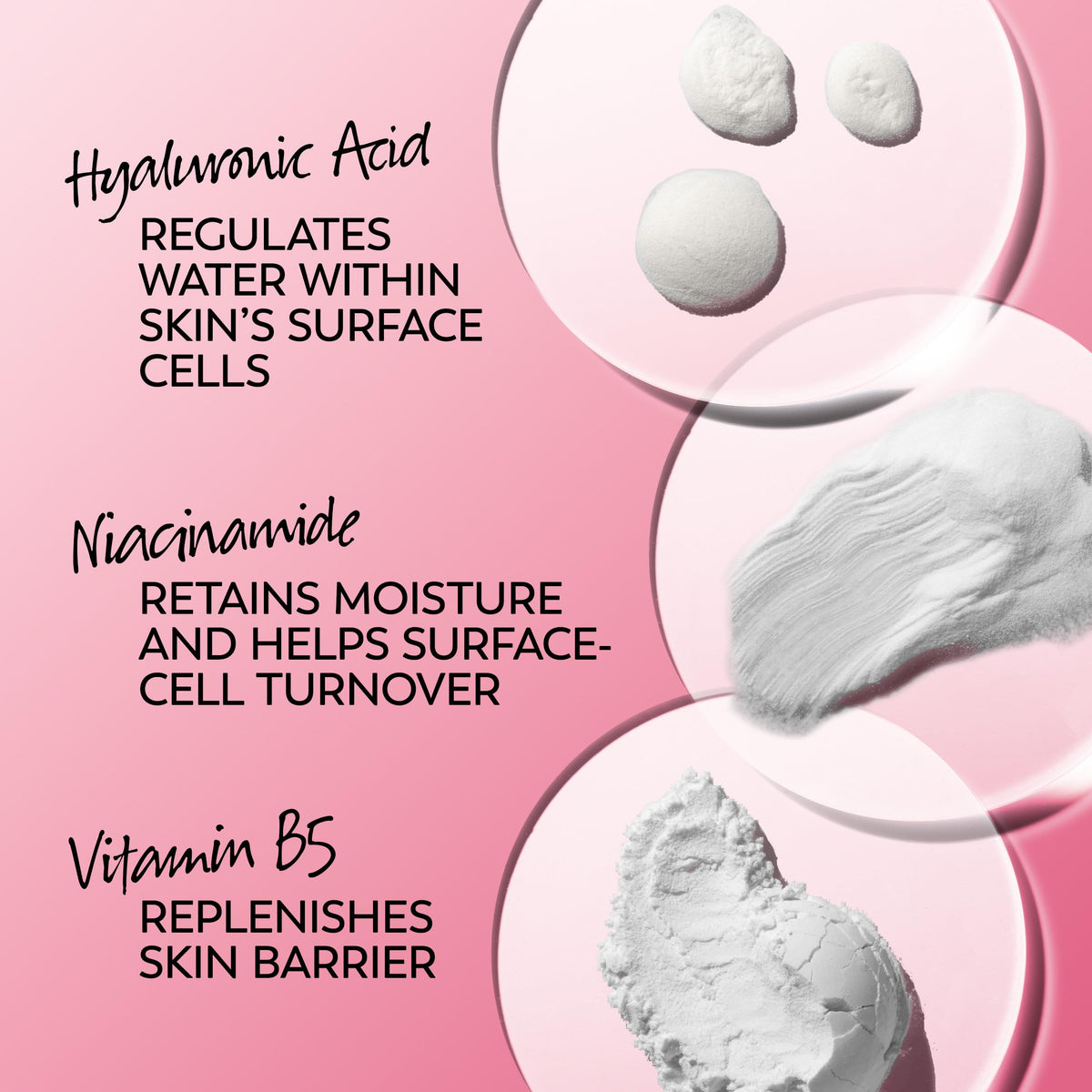Olay product with ingredient focus highlighting hyaluronic acid benefit