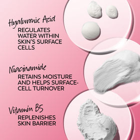 Olay product with ingredient focus highlighting hyaluronic acid benefit