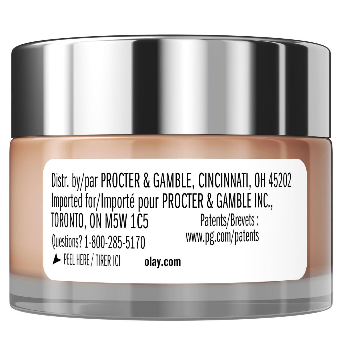 Olay applied under foundation showing how pigment blends for a natural concealing benefit