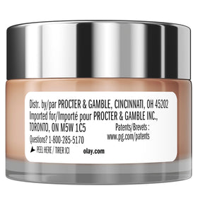 Olay applied under foundation showing how pigment blends for a natural concealing benefit