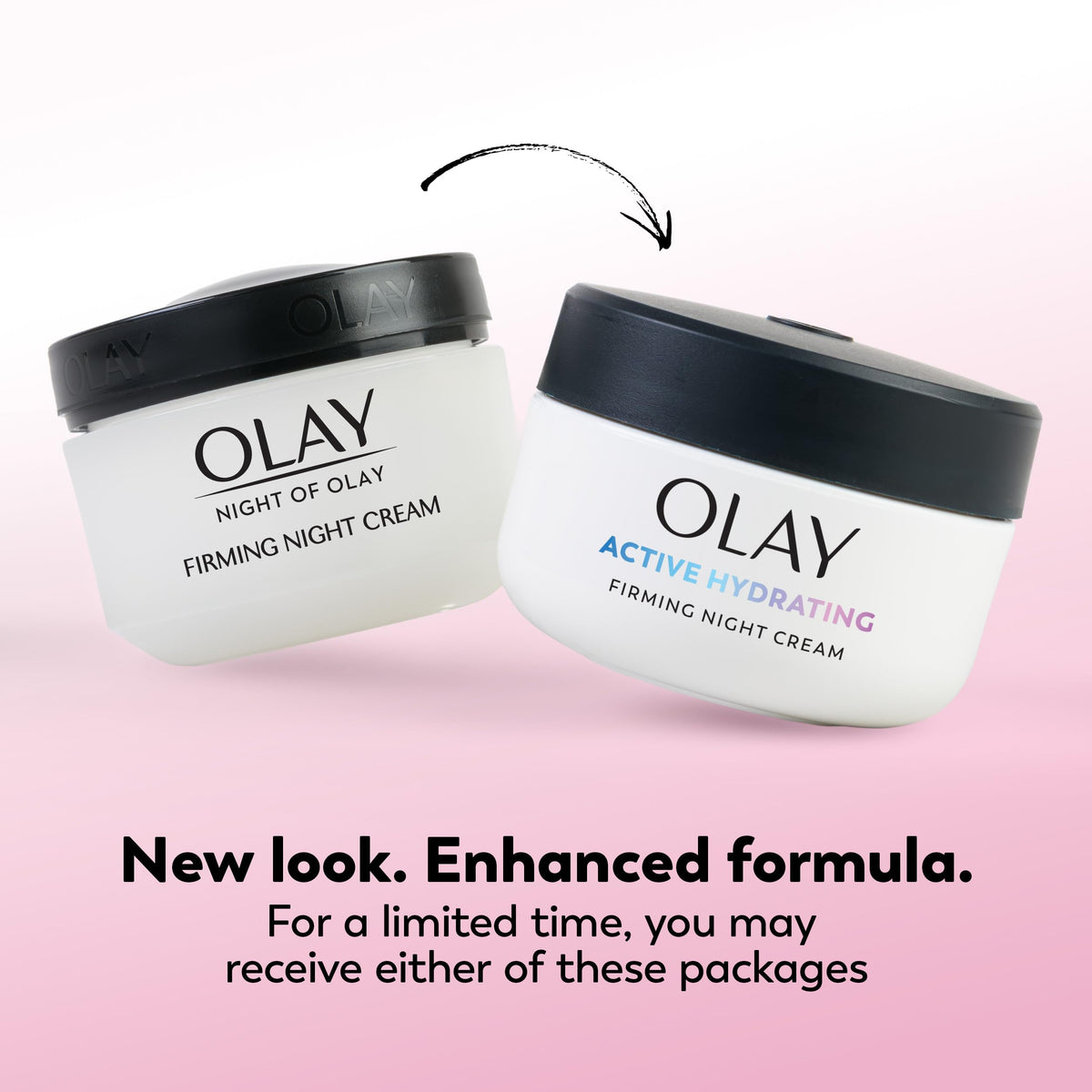 Olay firming night cream open jar texture highlighting fast-absorbing hydration