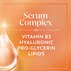 Olay product label highlighting key ingredients and clinical claims benefit