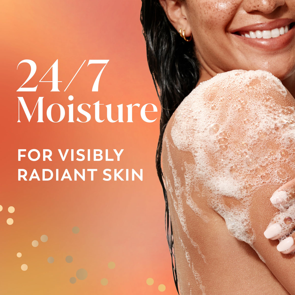 Olay pump dispensing body wash for easy measured application benefit