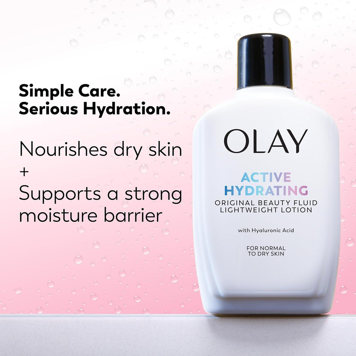 Olay fluid lotion spread on skin showing lightweight absorption benefit
