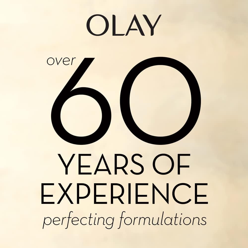 Olay stacked bars highlighting smooth texture and moisturizing formula benefit