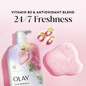 Olay pump dispensing body wash to show easy application benefit